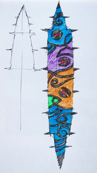 Celtic Spirit kite design sketch
