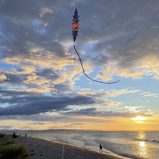 Sunset kite flying